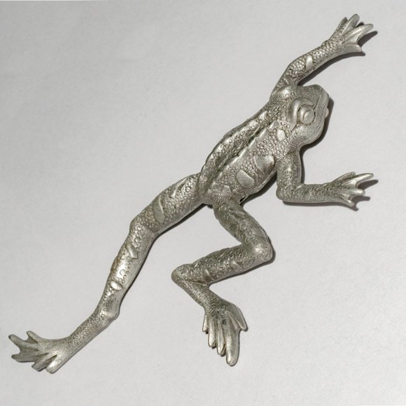Vintage Made in USA Signed JJ Silver Tone Large Leaping Frog Brooch - Picture 5 of 11